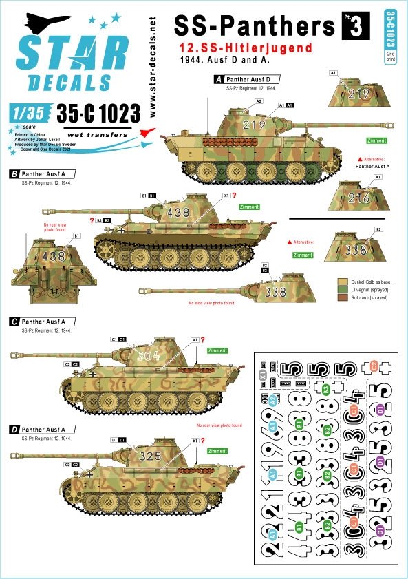 Star Decals 35-C1023 SS-Panthers #3 1/35