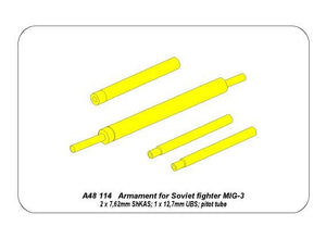 Aber A48114 Armament for Soviet fighter MIG-3 2x7.62ShKAS; 1x12.7mm UBS; pitot tube (1/48) – image 10