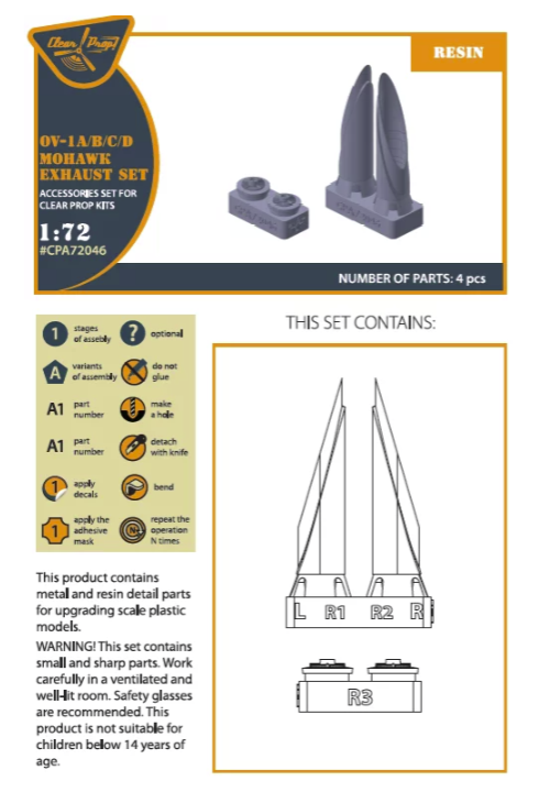Clear Prop! CPA72046 OV-1 A/B/C/D Mohawk exhaust set for CP kit 1/72 – image 2