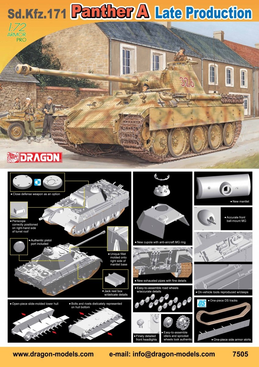 Dragon 7505 Sd.Kfz.171 Panther A Production tardive 1/72