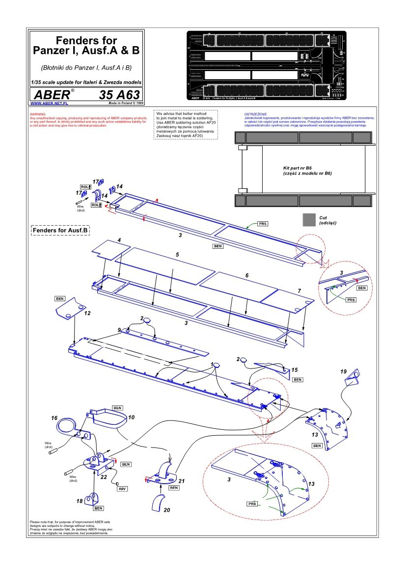 Aber 35A063 Fenders for Panzer I, Ausf.A and B (1/35) – Bild 4