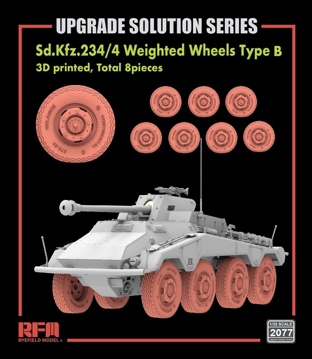 Rye Field Model 2077 Sd.Kfz.234/4 Weighted wheels Type B 1/35
