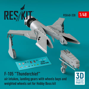 RESKIT RSU48-0338 F-105 Thunderchief air intakes, landing gears with wheels bays and weighted wheels set for Hobby Boss kit (3D Printed) 1/48 – Bild 2