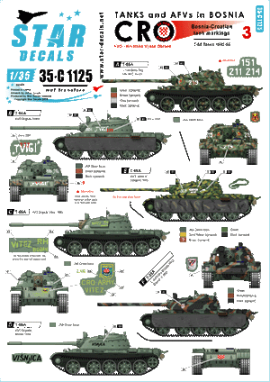 Star Decals 35-C1125 HVO - Hrvatsko Vijece Obranie (Croat). T-55 and T-55A 1992-95 1/35