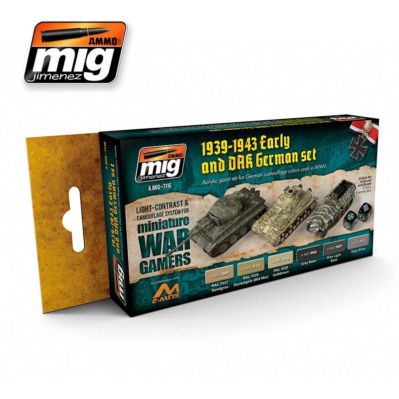 Munitions Mig 7116 Wargame Early et DAK German Set 6x17ml