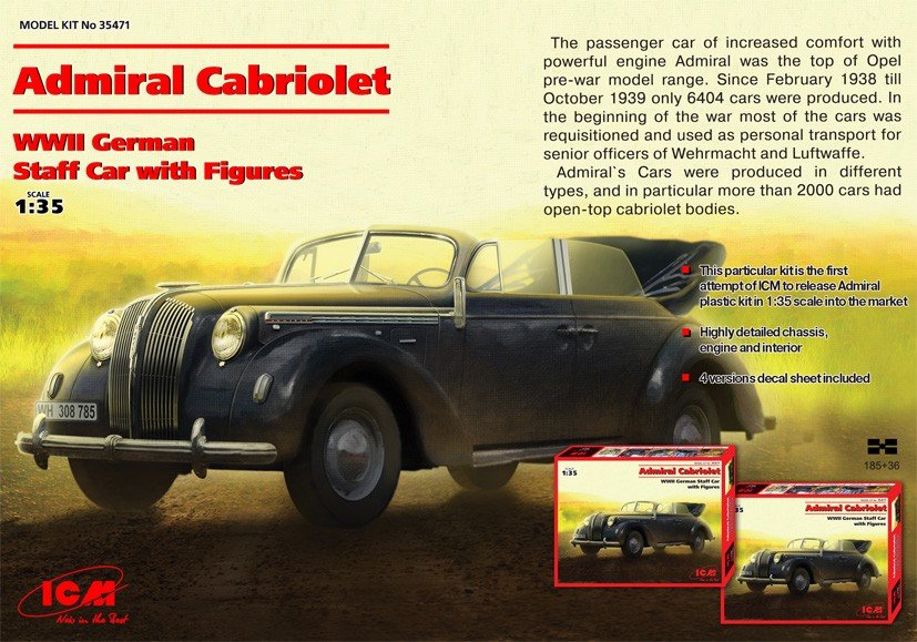 ICM 35471 Admiral Cabriolet, voiture d'état-major allemande de la Seconde Guerre mondiale (1/35)