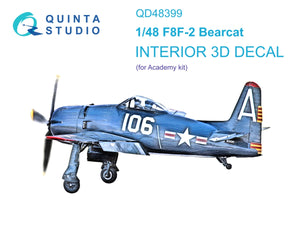 Quinta Studio QD48399 F8F-2 Bearcat 3D-Printed &amp;amp; colored Interior on decal paper (Academy) 1/48