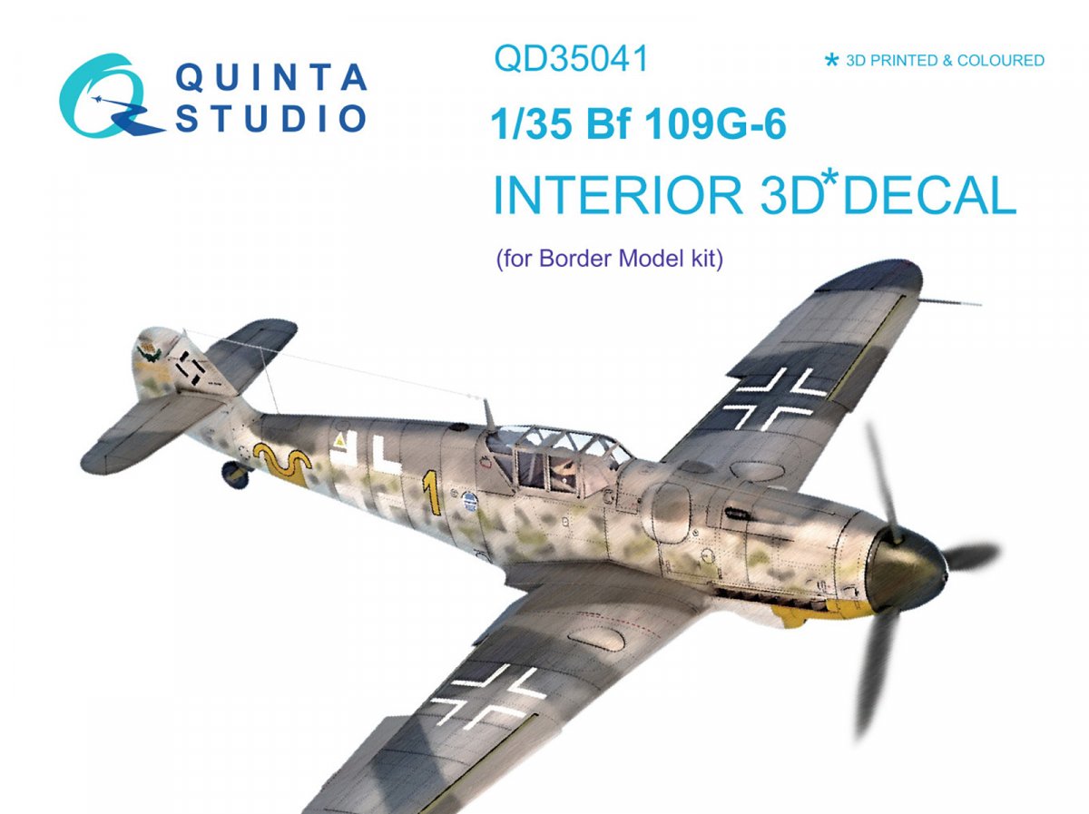 Quinta Studio QD35041 Bf 109G-6 3D-Printed &amp; colored Interior on decal paper (for Border Model kit) 1/35