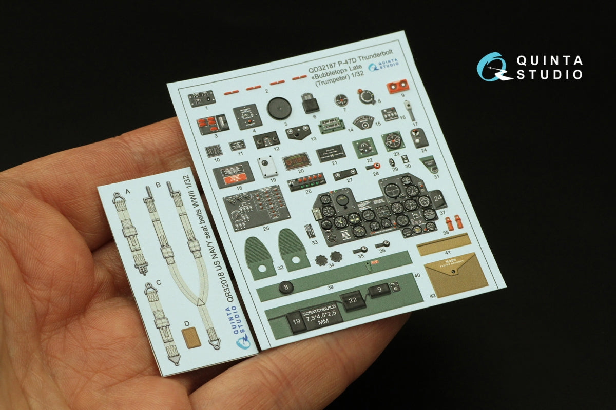 Quinta Studio QD32187 P-47D Thunderbolt Bubbletop (Late) 3D-Printed colored Interior on decal paper (Trumpeter) 1/32 – image 3