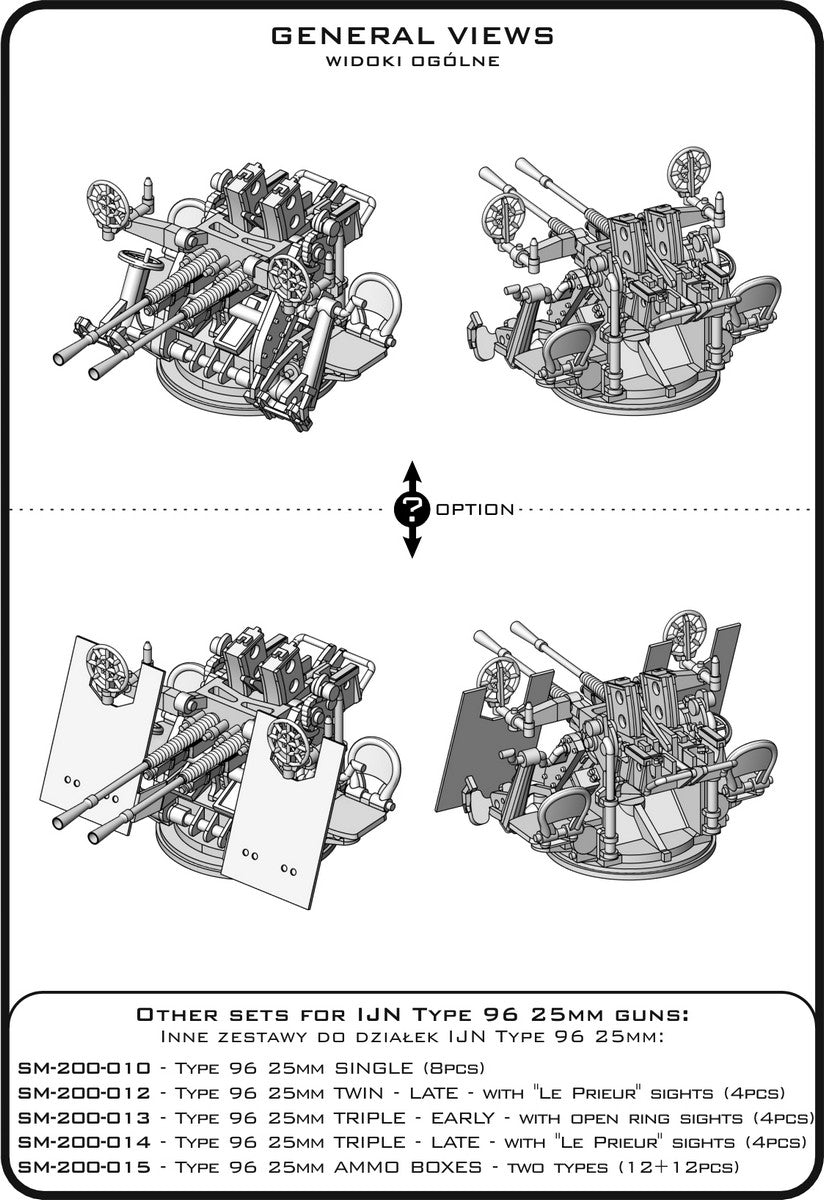 Master SM-200-011 IJN Type 96 25mm - PODWÓJNA podstawa - wczesna z celownikiem pierścieniowym (4 szt.) 1/200 – obrázek 6