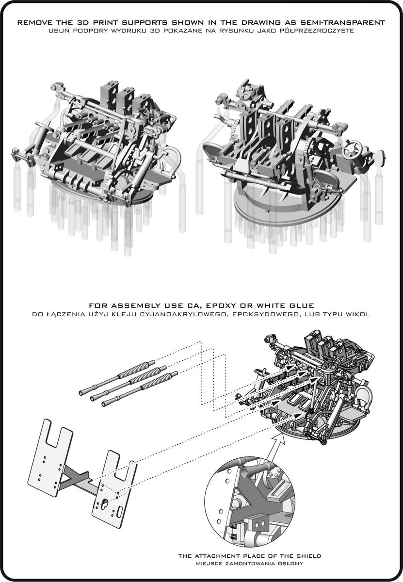 Master SM-200-014 IJN Type 96 25mm - POTRÓJNA podstawa - późna z celownikiem mechanicznym &amp;quot;Le Prieur&amp;quot; (4 szt.) 1/200 – obrázek 8