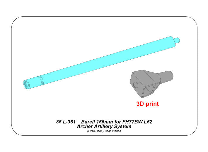Aber 35L-361 FH77BW L52 Archer Artillery System - 155 mm Barrel (for Hobby Boss Kits) 1/35 – image 9