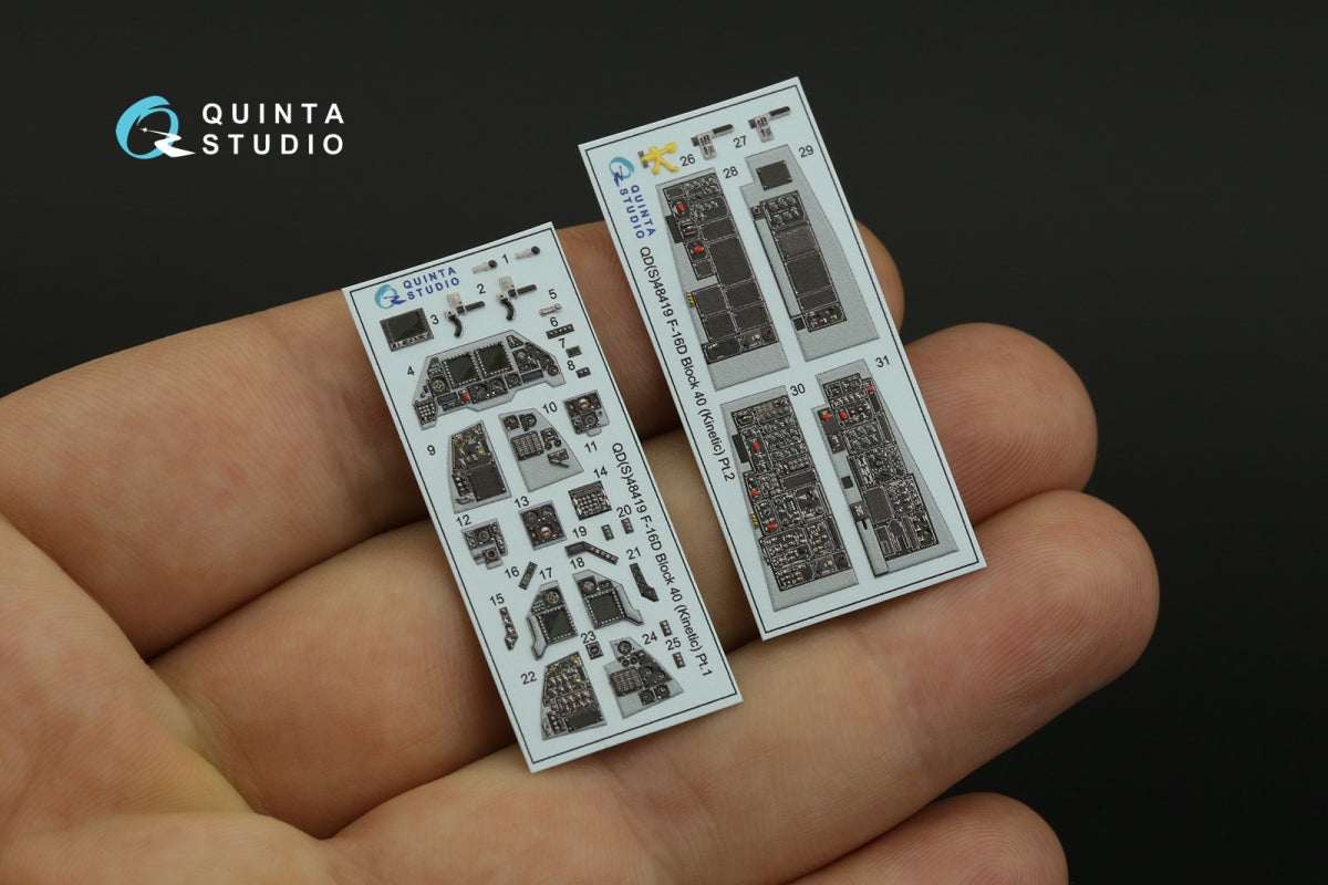 Quinta Studio QDS-48419 F-16D block 40 3D-Printed &amp;amp; colored Interior on decal paper (Kinetic 2022 tool) (Small version) 1/48 – image 3
