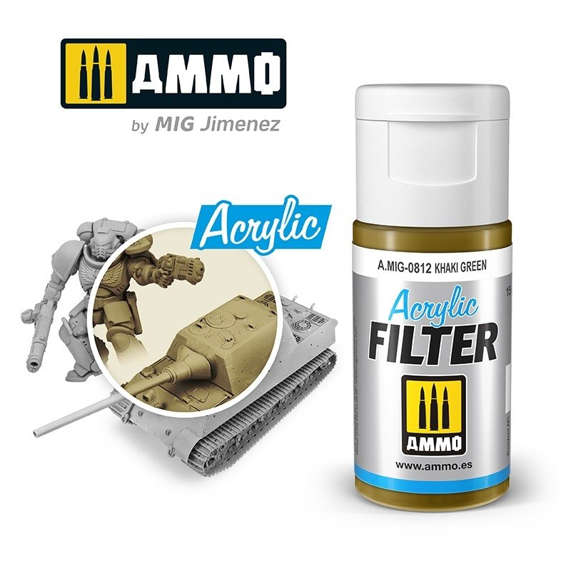Filtre acrylique Ammo of Mig 0812 vert kaki 15 ml