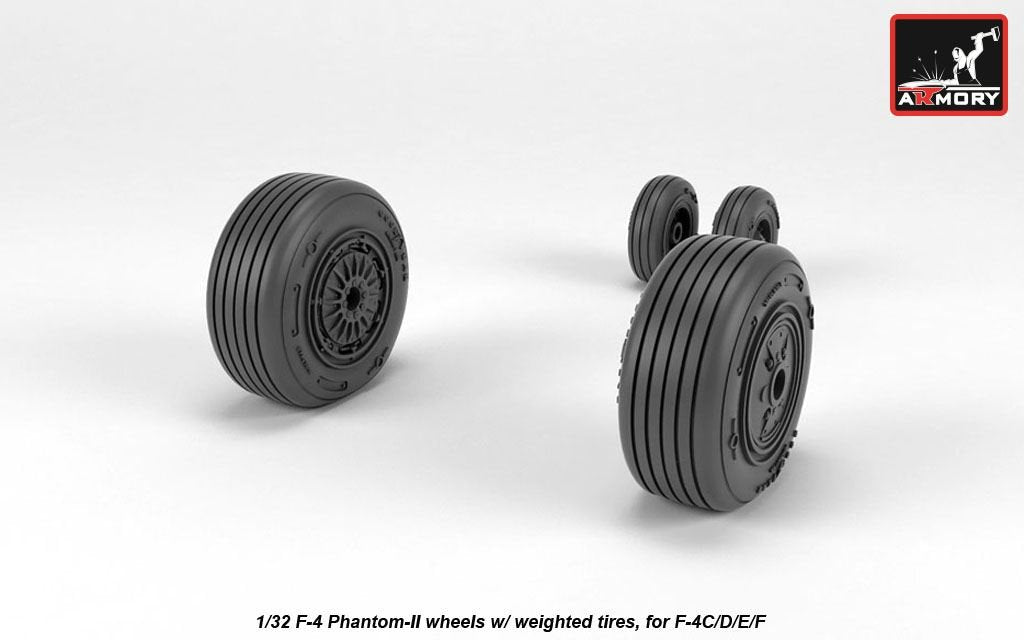 Armory Models AW32307 F-4 Phantom-II wheels w/ weighted tires, mid 1/32 – obrázek 3