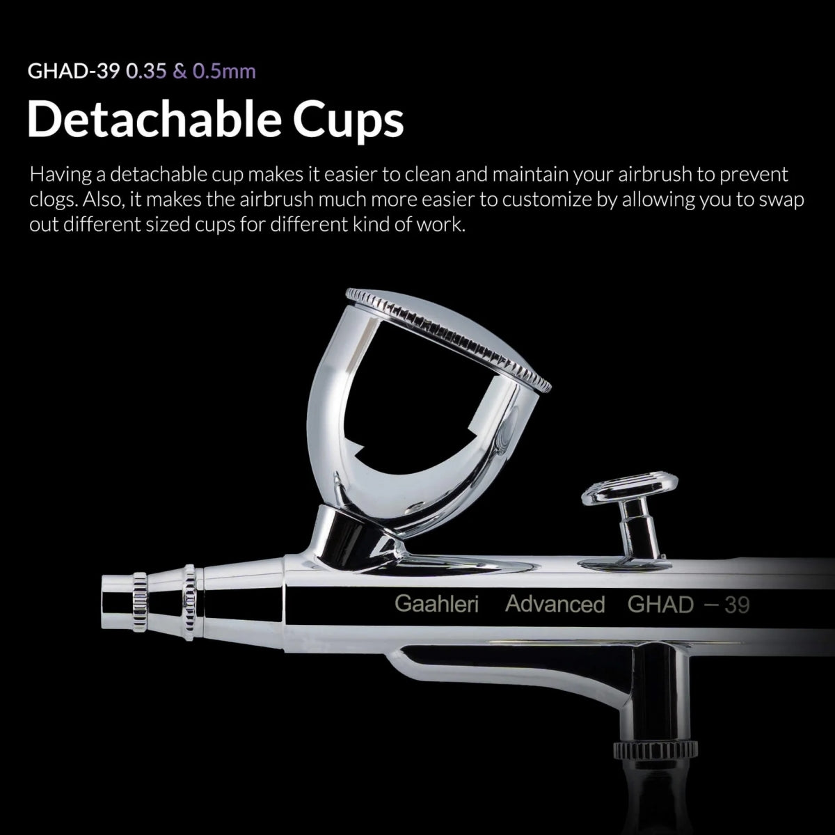 Gaahleri 40133 Advanced Series GHAD-39 Airbrush 0,35 mm &amp; 0,5 mm, 1/4 oz &amp; 1/2 oz