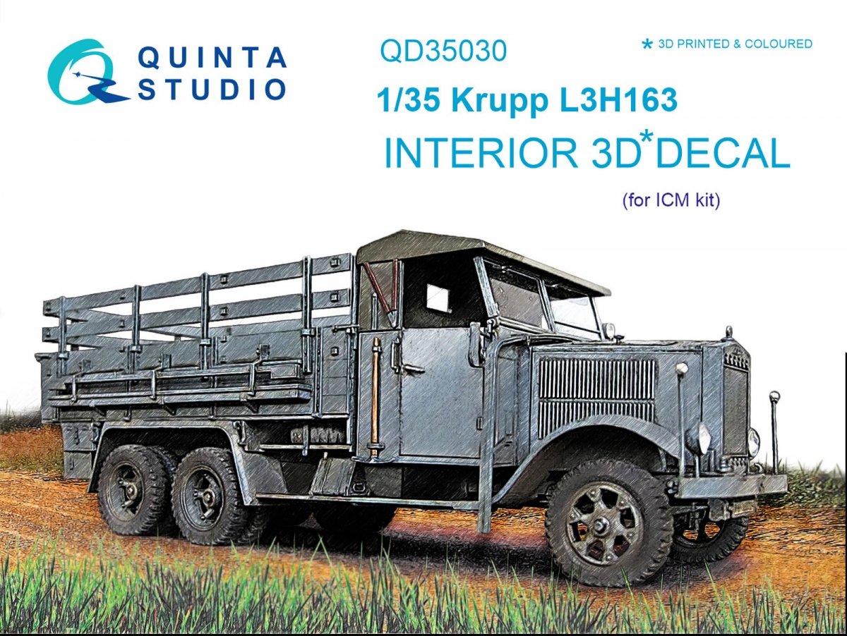 Quinta Studio QD35030 Krupp L3H163 3D-Printed &amp; colored Interior on decal paper (for ICM kit) 1/35