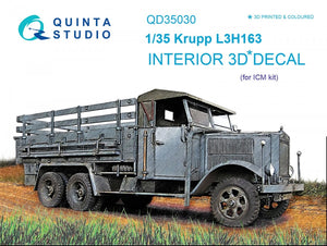 Quinta Studio QD35030 Krupp L3H163 3D-Printed &amp;amp; colored Interior on decal paper (for ICM kit) 1/35