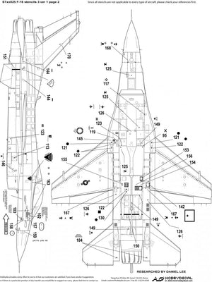 HobbyDecal ST32025V1 F-16 Stencils 3 ver 1 1/32 for Academy kit – imagen 4