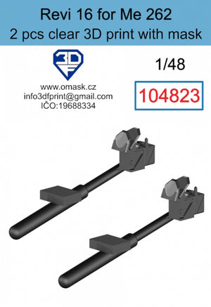 Omask 104823 Revi 16 for Me 262 Clear 3D Print (2 pcs) 1/48