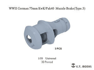 ET Model P35-303 WWII German 75mm KwK/Pak40 Muzzle Brake Type.3 (3D Print) 1/35
