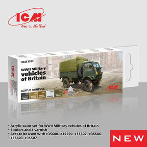 ICM 3052 Acrylic paints set for WWII Military vehicles of Britain 12 ml x 6
