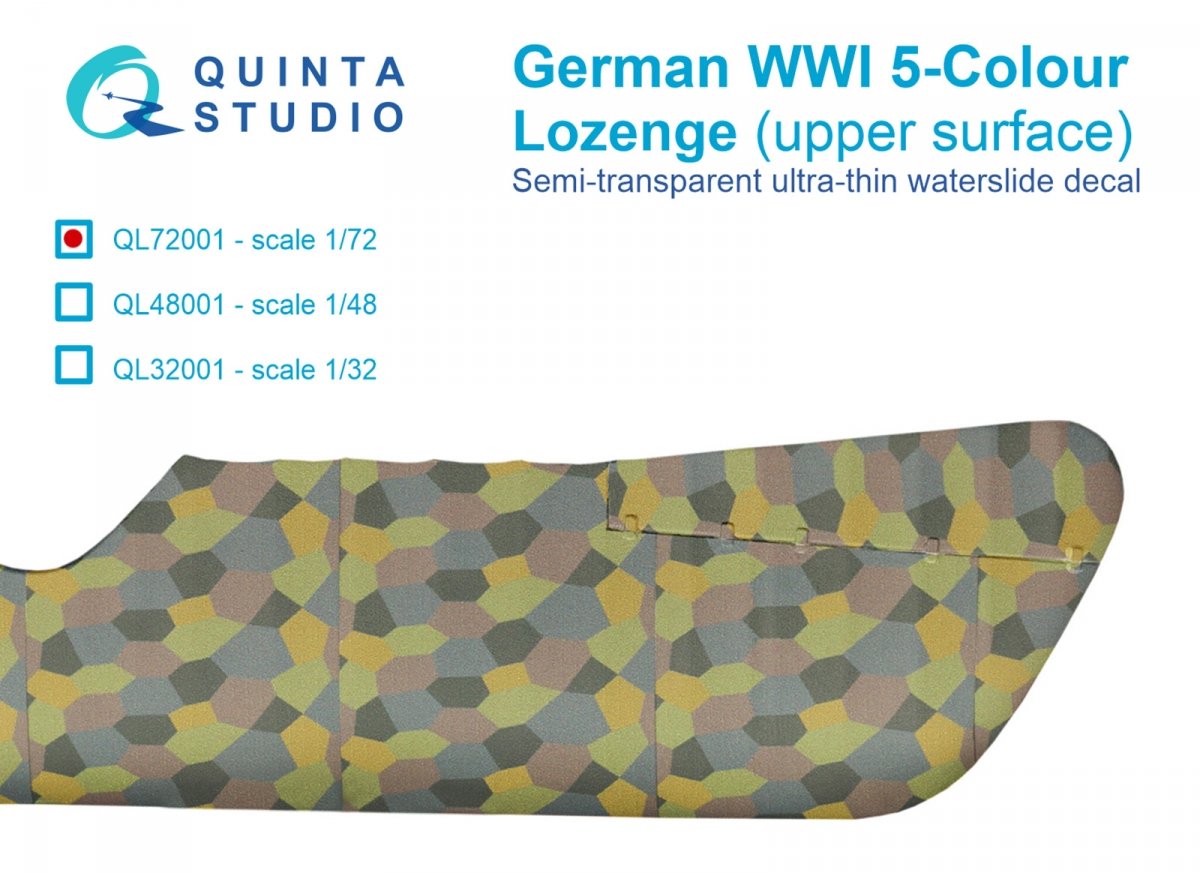 Quinta Studio QL72001 German WWI 5-Color Lozenge (upper surface) 1/72