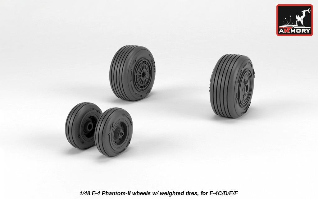 Armory Models AW48324 F-4 Phantom-II wheels w/ weighted tires, mid 1/48 – immagine 4