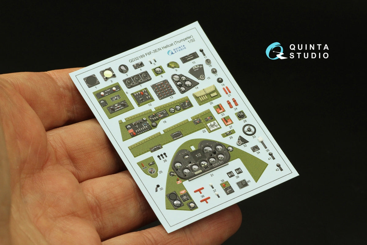 Quinta Studio QD32189 F6F-3E/N Hellcat 3D-Printed coloured Interior on decal paper (Trumpeter) 1/32 – zdjęcie 4