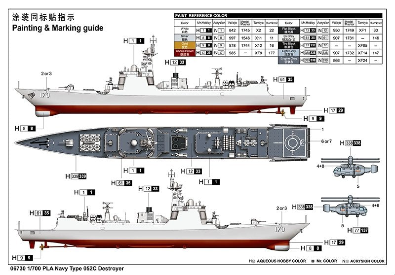 Trumpeter 06730 PLA Navy Type 052C Destroyer 1/700 – zdjęcie 3