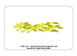Aber 350L-23 Set of 20 pcs 25 mm type 96 A/A barrels for Japan ships 1/350 – imagen 8