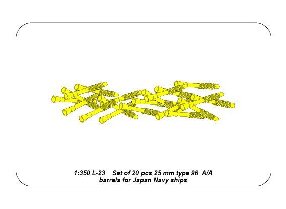 Aber 350L-23 Set of 20 pcs 25 mm type 96 A/A barrels for Japan ships 1/350 – imagen 8
