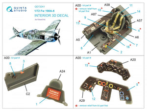 Quinta Studio QD72041 Fw 190A-8 3D-Printed &amp;amp; colored Interior on decal paper (Eduard) 1/72 – image 2