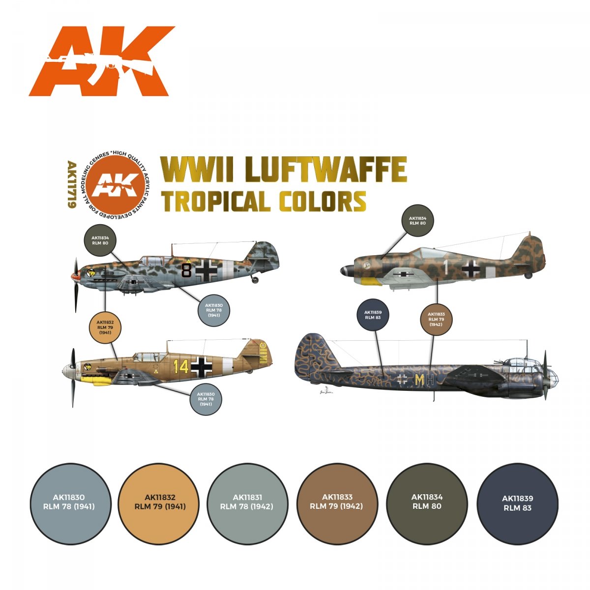 AK Interactive AK11719 WWII LUFTWAFFE TROPICAL COLORS 6x17 ml – image 2