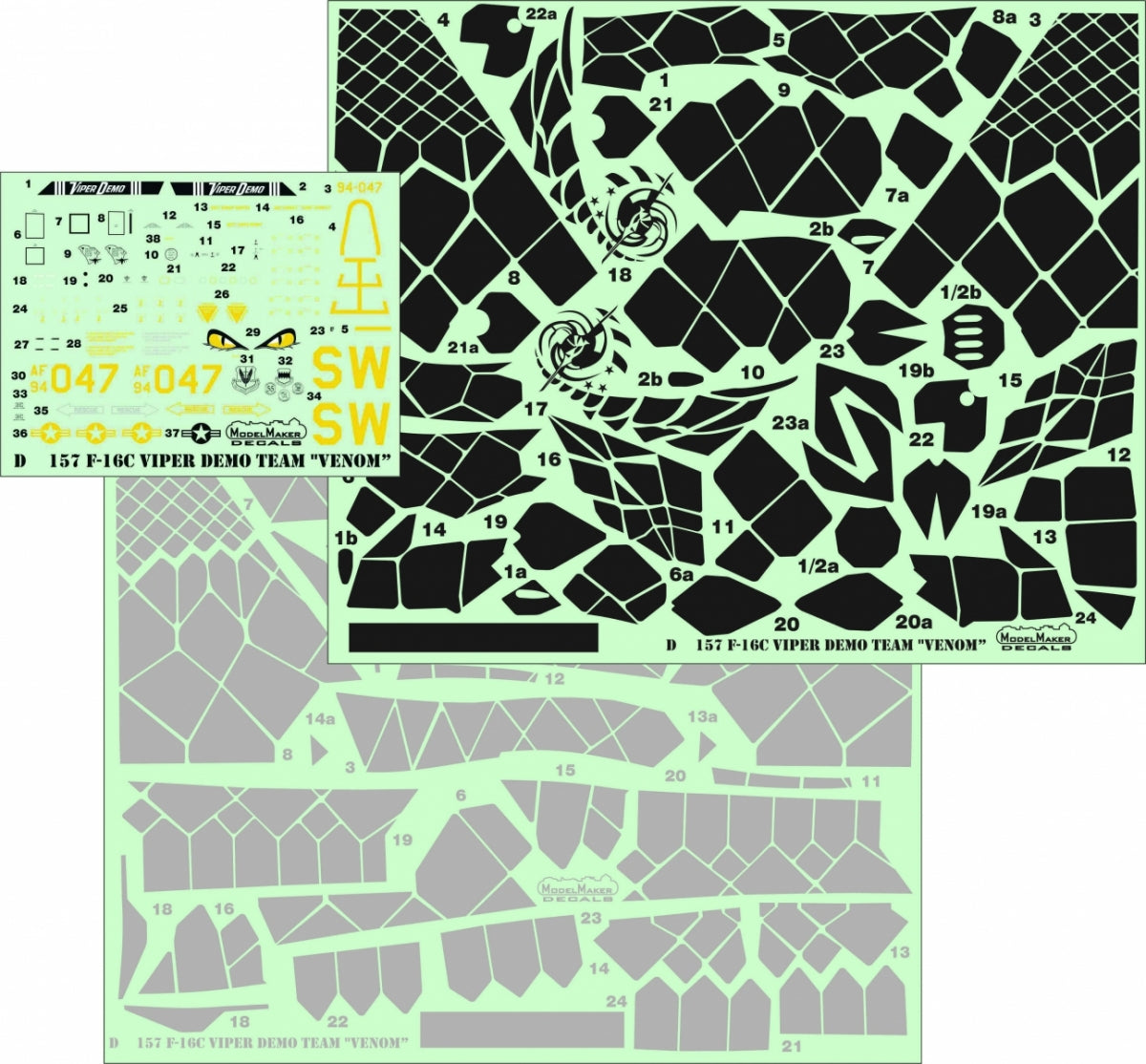 ModelMaker Decals D48157 F-16C Viper Demo Team &amp;quot;Venom&amp;quot; 1/48 – Bild 2
