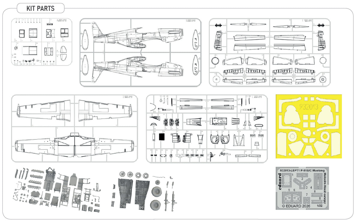 Eduard 932013 North American P-51 B Mustang (Malcolm Hood Canopy) Hybrid Edition 1/32 – image 12