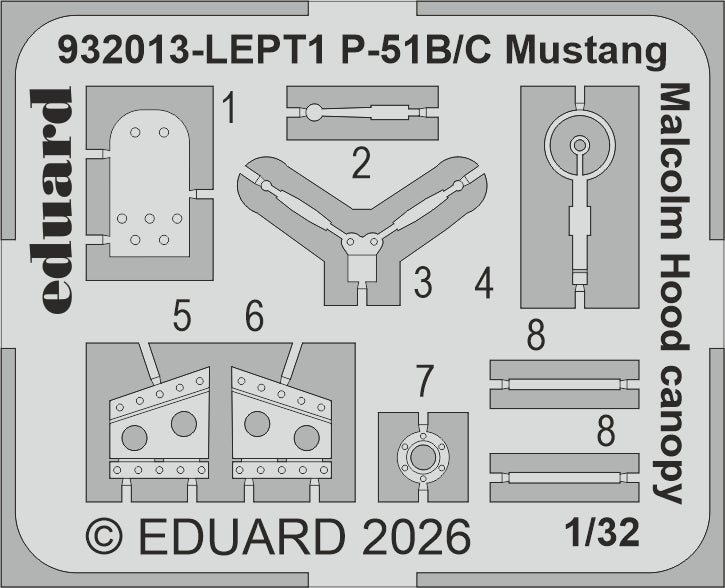 Eduard 932013 North American P-51 B Mustang (Malcolm Hood Canopy) Hybrid Edition 1/32 – image 9