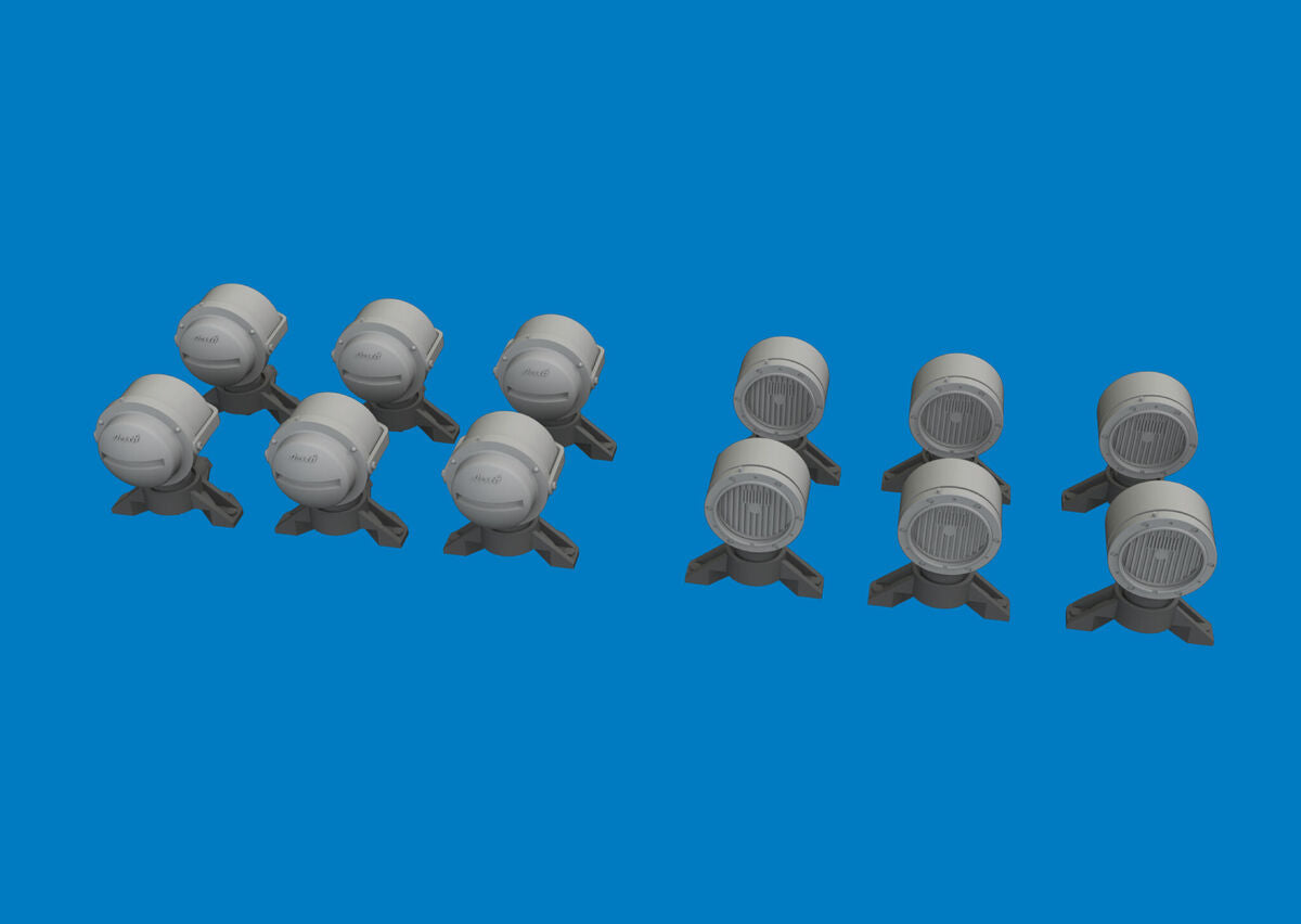 Eduard 635054 German WWII Lamp Headlights 24 pcs / 3D-Printed 1/48