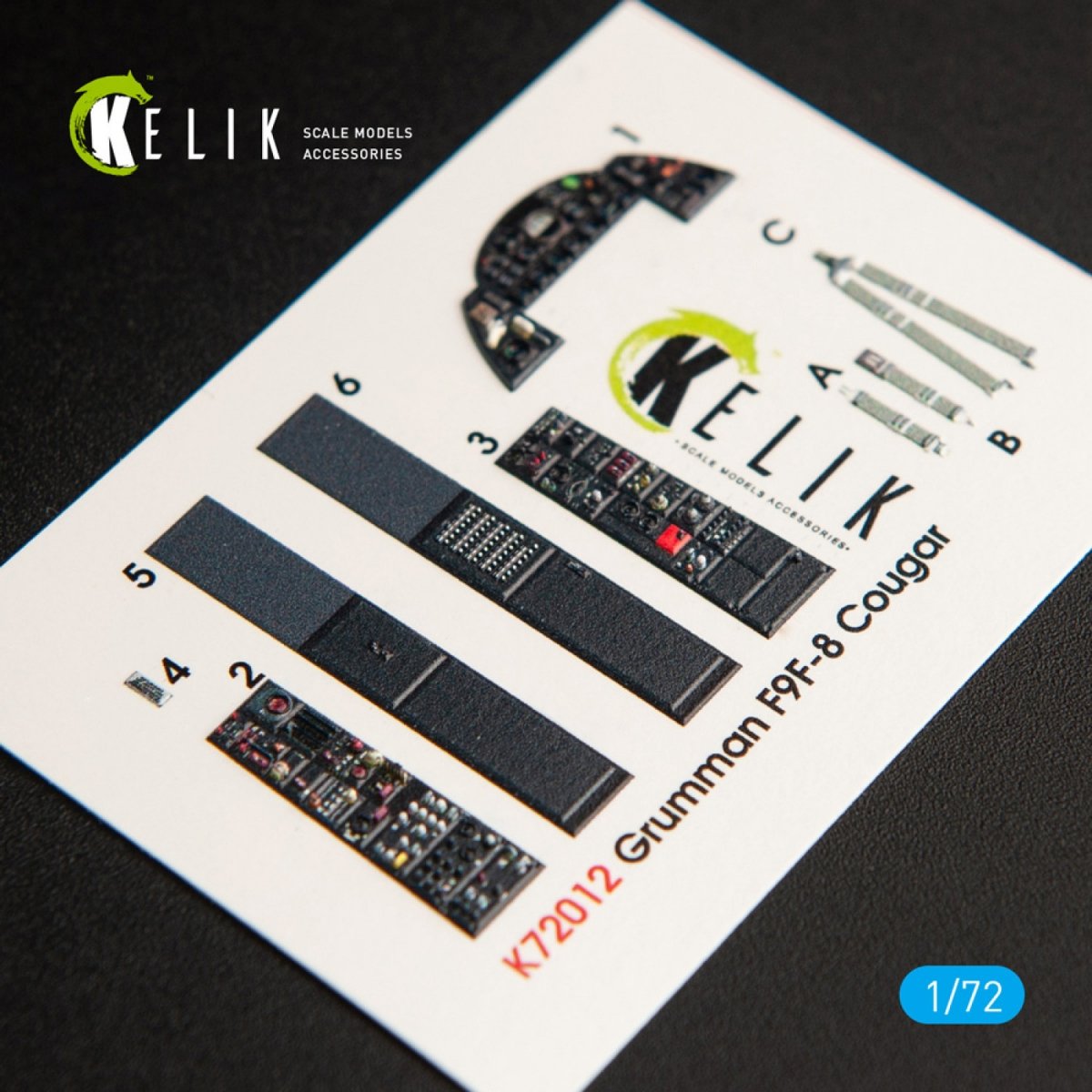 KELIK K72012 F9F-8 "COUGAR" INTERIOR 3D DECALS FOR HASEGAWA KIT 1/72