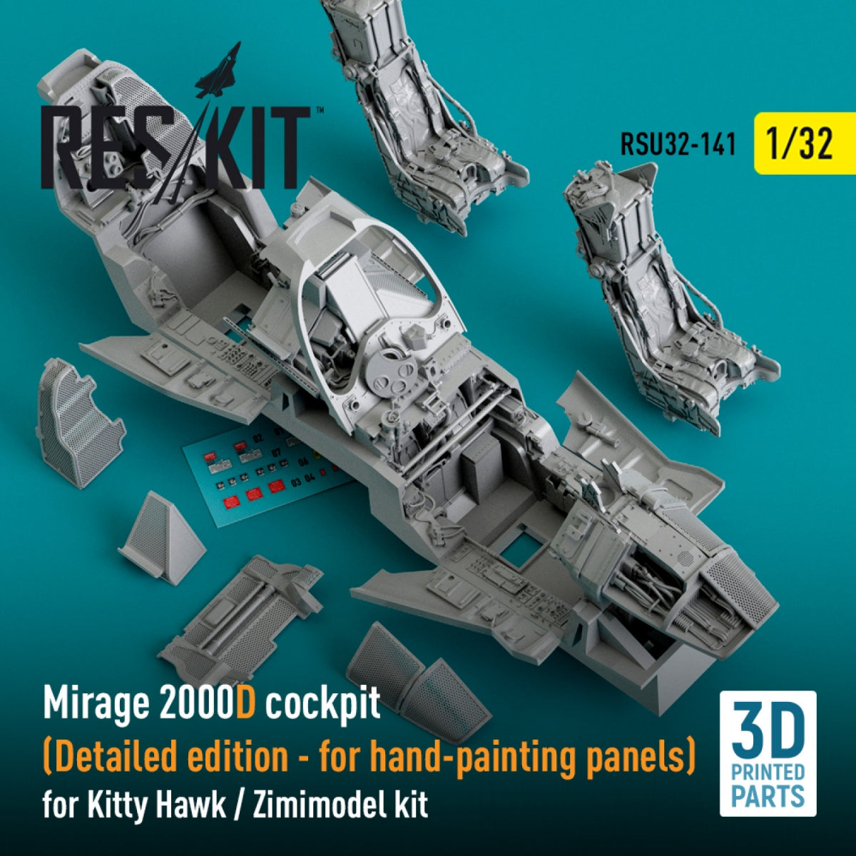 RESKIT RSU32-0141 Mirage 2000D cockpit (Detailed edition) for Kitty Hawk / Zimimodel kit (3D Printed) 1/32 – obrázek 2