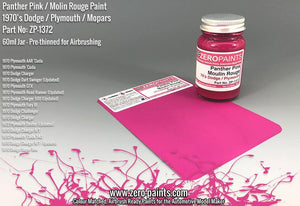 Zero Paints ZP-1372 Panther Pink /Moulin Rouge Paint - 70&amp;#39;s Dodge, Plymouth, Mopar 60ml – image 2