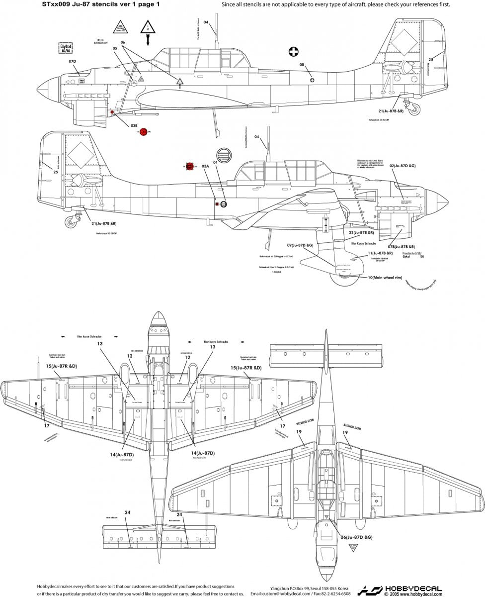 HobbyDecal ST32009V1 Ju-87 Stencils ver 1 1/32 – image 2