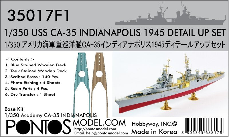 Pontos 35017F1 USS CA-35 Indianapolis 1945 Detail Up Set 1/350