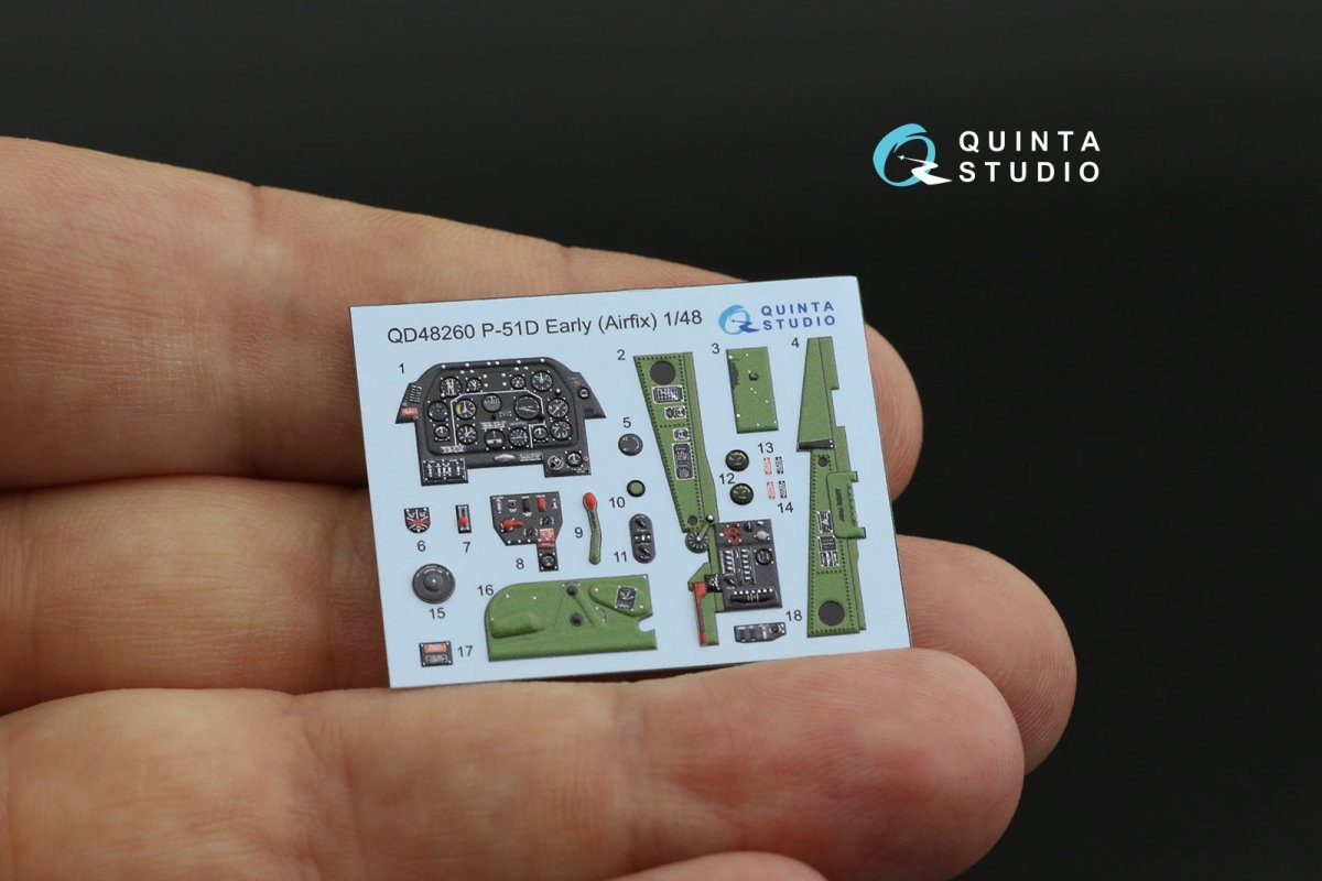 Quinta Studio QD48260 P-51D Early 3D-Printed &amp;amp; colored Interior on decal paper (Airfix) 1/48 – immagine 9