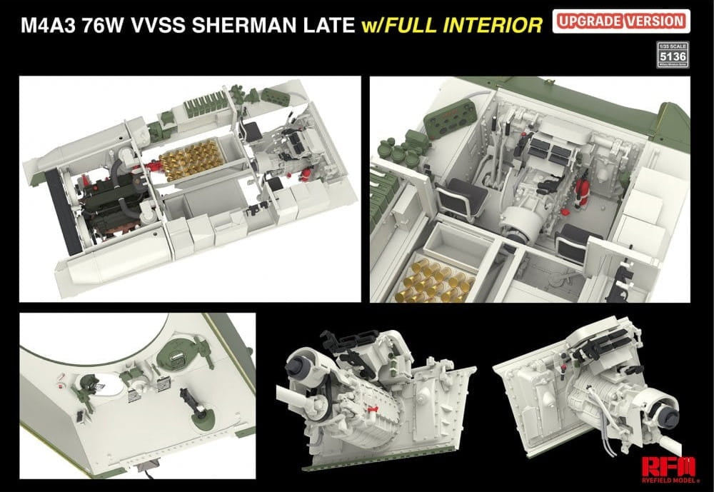 Rye Field Model 5136 M4A3 76W VVSS Sherman Late Upgrade Version Full Interior 1/35 – image 6