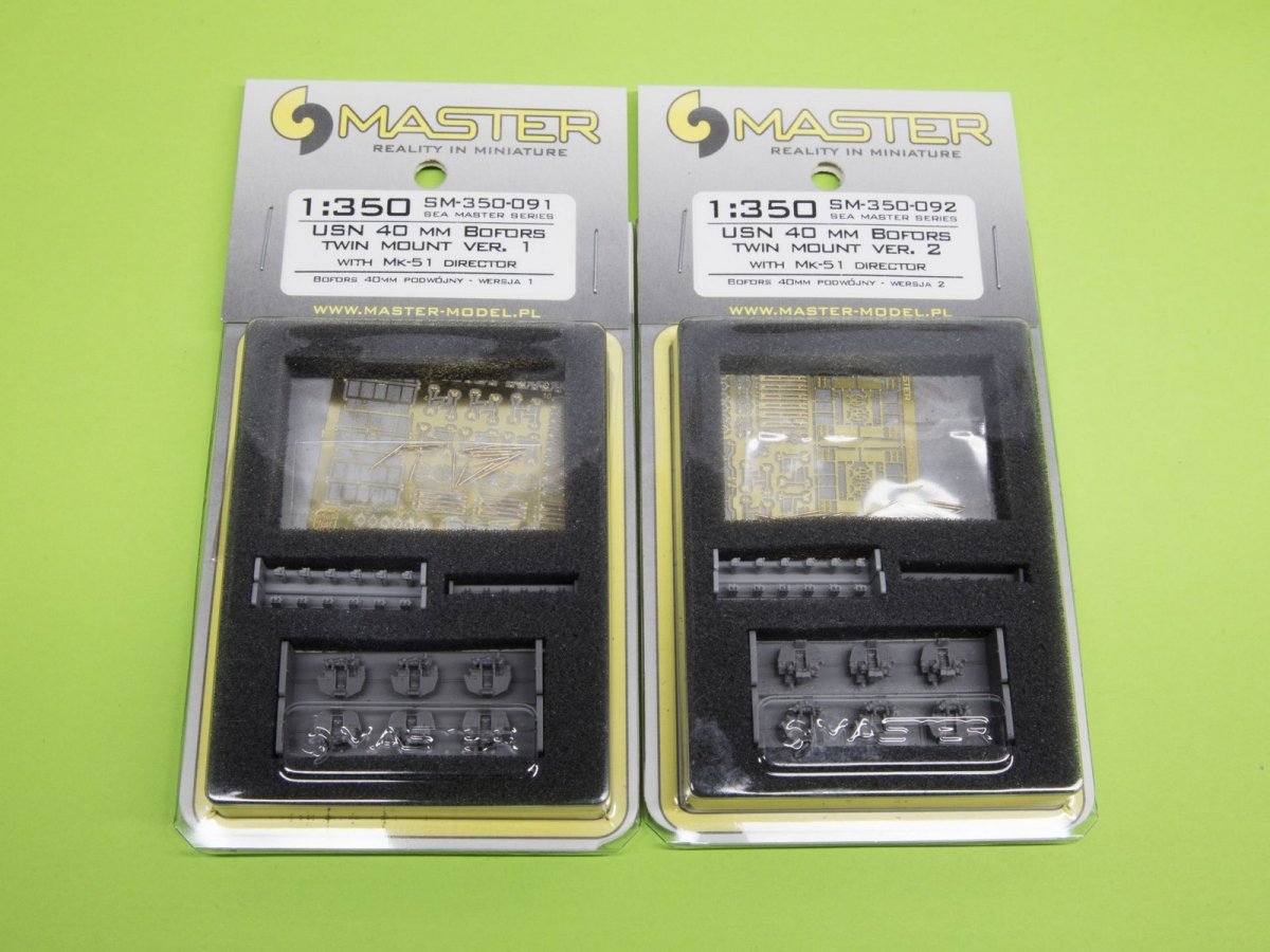 Master SM-350-091 USN 40 mm/56 Bofors twin mount ver.1 / with Mk-51 director - (resin, PE and turned parts) - (6pcs) 1/350 – obrázek 6
