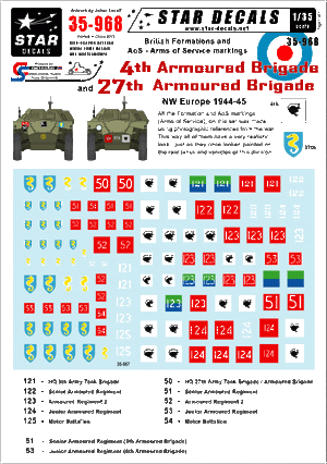 Star Decals 35-968 British 4th &amp;amp; 27th Armored Brigade 1/35