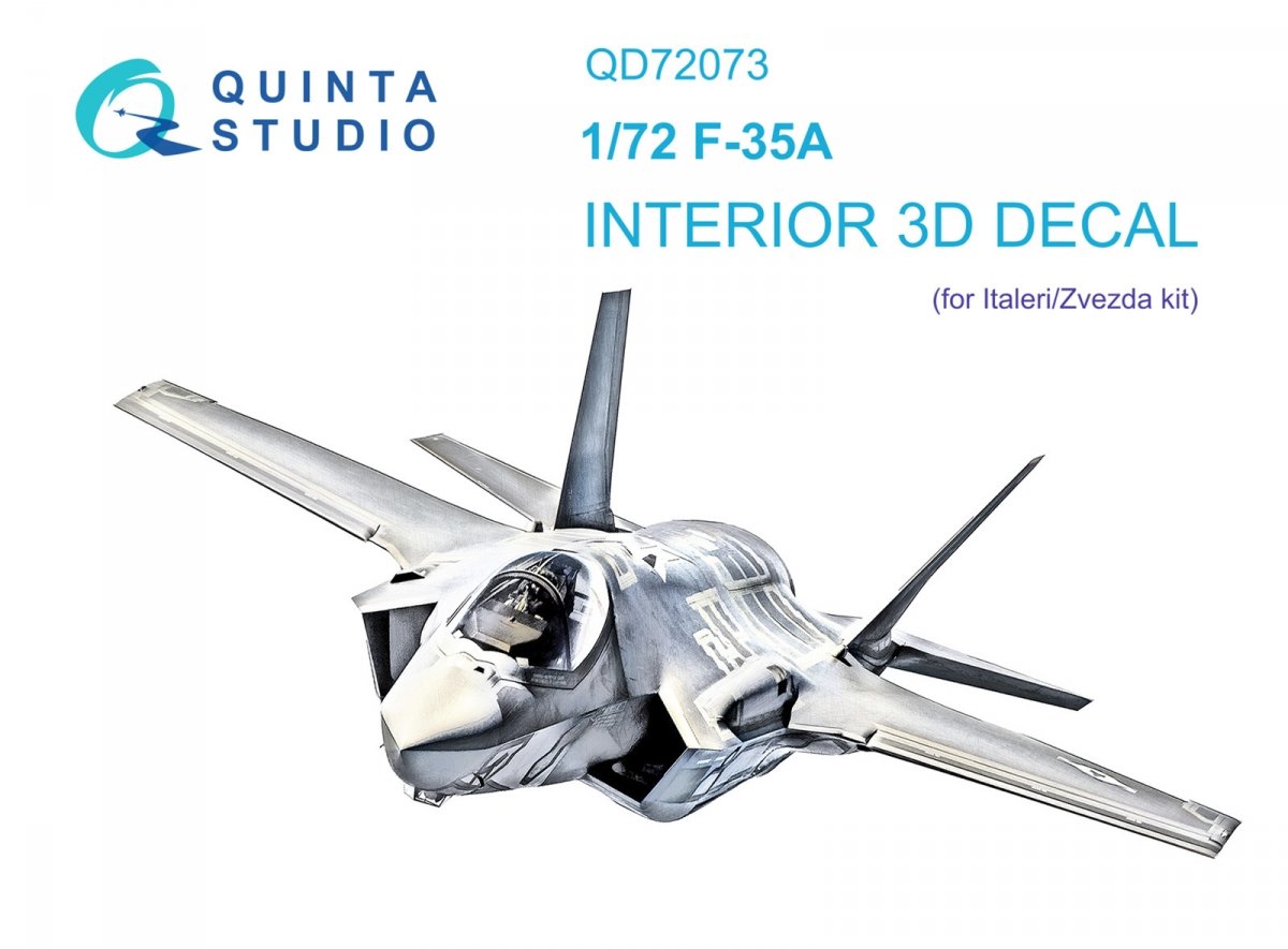 Quinta Studio QD72073 F-35A 3D-Printed &amp;amp; colored Interior on decal paper (Italeri/Zvezda) 1/72