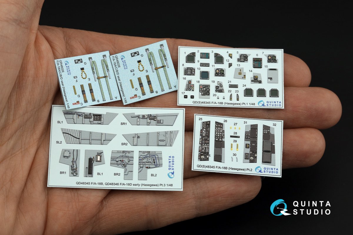 Quinta Studio QD48345 F/A-18B 3D-Printed &amp;amp; colored Interior on decal paper (Hasegawa) 1/48 – image 2