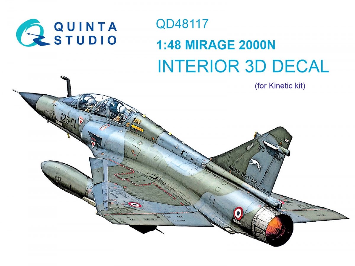 Quinta Studio QD48117 Mirage 2000N 3D-Printed &amp; colored Interior on decal paper (Kinetic) 1/48